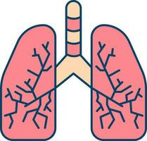 Illustration Of Lungs Flat Icon In Red And Peach Color. vector