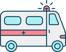 Flat Style Ambulance Icon In Red And Blue Color. vector