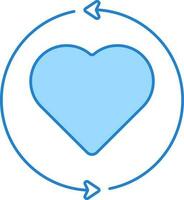 Heart Exchange Or Transfer Icon In Blue Color. vector