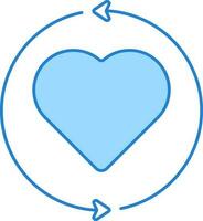 corazón intercambiar o transferir icono en azul color. vector