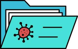 Virus Folder Blue And Red Icon In Flat Style. vector