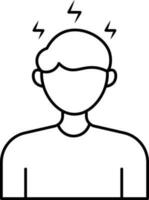 Black Stroke Illustration Of Headache Man Icon. vector