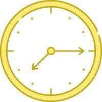 plano estilo pared reloj icono en amarillo y blanco color. vector