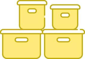 Collection Container Box Flat Icon In Yellow Color. vector