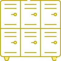 Yellow And White Locker Almirah Flat Icon. vector