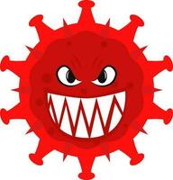 enojado virus mascota rojo icono o símbolo. vector