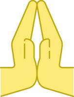 Yellow Hand Fold Icon Or Symbol. vector