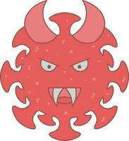 Horned Virus Evil Face Red Icon Or Symbol. vector