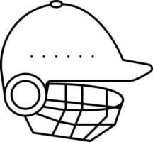 Isolated Cricket Helmet Icon In Line Art. vector
