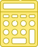 Yellow And White Calculator Icon In Flat Style. vector
