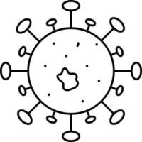 Virus Cells Flat Icon In Black Thin Line Art. vector