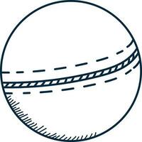 Blue Line Art Of Cricket Ball Icon. vector