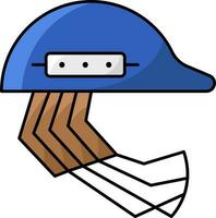 Isolated Blue Cricket Helmet Icon In Flat Style. vector