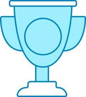 Isolated Trophy Cup Icon In Blue And White Color Flat Style. vector