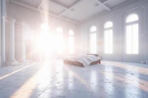 The holy light in white bedroom at the white morning. photo