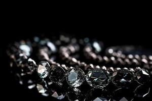 Diamonds on black background copyspace. photo