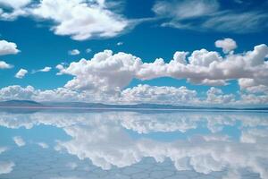 Salar de Uyuni, reflection water, sky. photo
