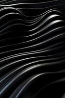 Wavy Black Metallic 3D Background. photo