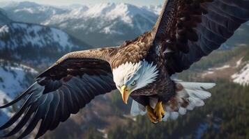 Photorealistic image of a majestic eagle soaring in the sky. photo