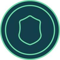 Shield Symbol Circle Icon In Teal Color. vector
