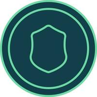 Shield Symbol Circle Icon In Teal Color. vector