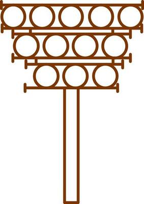 Isolated Stadium Light Pole Icon In Brown Stroke Style.