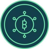 Bitcoin Chain Or Networking Symbol Circle Icon In Green Color. vector