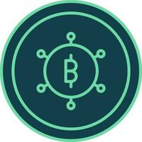 bitcoin cadena o redes símbolo circulo icono en verde color. vector