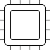 Black Line Art Illustration Of Microchip Icon. vector