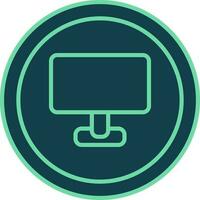 Monitor Symbol Circle Icon In Teal Color. vector