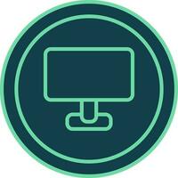 Monitor Symbol Circle Icon In Teal Color. vector