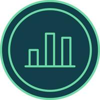 Bar Graph Symbol Round Icon In Teal Color. vector