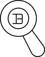 ilustración de buscando bitcoin icono en Delgado línea Arte. vector