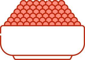 Flat Style Falafel Bowl Icon In Light Red And White Color. vector