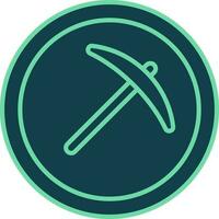 Pickaxe Symbol Circle Icon In Teal Color. vector