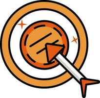 Flat Style Coin Target Icon In Orange And White Color. vector