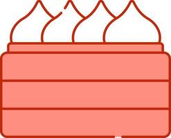 Full Dumpling Dish Pot Icon In Light Red And White Color. vector