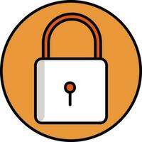 Padlock Button Icon In Orange And White Color. vector