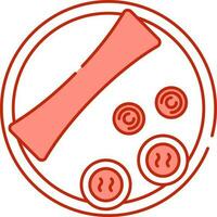 Dosa Dish Plate Icon In Light Red And White Color. vector