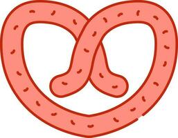 Isolated Pretzel Icon In Light Red And White Color. vector