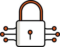 Cyber Security Icon In Orange And White Color. vector