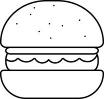 Illustration Of Burger Icon In Black Stroke. vector