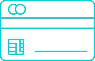 Turquoise Lineal Style Payment Card Icon. vector