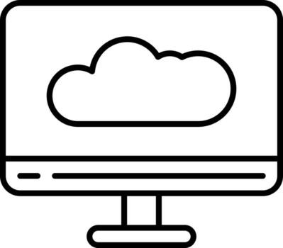 Linear Style Cloud In Monitor Screen Icon. vector