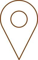 Isolated Map Pin Icon In Brown Stroke. vector