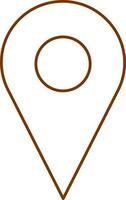 Isolated Map Pin Icon In Brown Stroke. vector