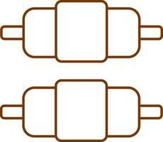 Brown Outline Illustration Of Wicket Stump Bails Icon. vector