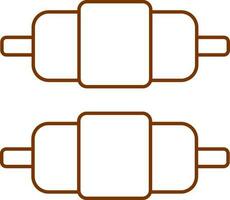 Brown Outline Illustration Of Wicket Stump Bails Icon. vector