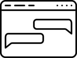 Chatting Web Page Icon In Black Line Art. vector