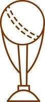 Isolated Cricket Ball Trophy Icon In Brown Linear Style. vector